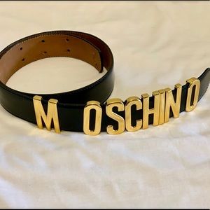 Authentic Moschino Gold letter leather belt